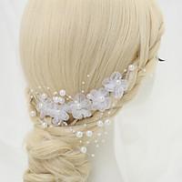 womens flower girls alloy imitation pearl chiffon headpiece wedding sp ...