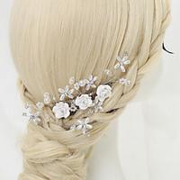 Women\'s Flower Girl\'s Rhinestone Crystal Alloy Imitation Pearl Headpiece-Wedding Special Occasion Hair Combs 1 Piece