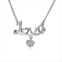 Women\'s Pendant Necklaces AAA Cubic Zirconia Geometric Princess Love Sterling Silver ZirconCute Style Euramerican Bohemian Personalized