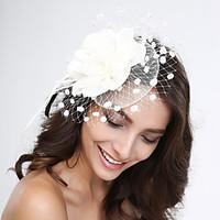 womens feather tulle net headpiece wedding special occasion fascinator ...