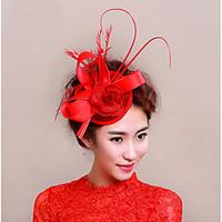 Women\'s Feather / Net Headpiece-Wedding / Special Occasion Fascinators 1 Piece Wedding Hats