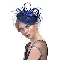 Women\'s Retro Feather / Tulle / Net Headpiece-Wedding / Special Occasion Flower Fascinators Bride Headbands 1 Piece Hair Accessories