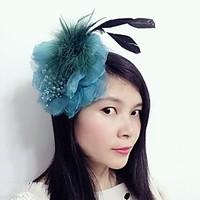 womens feather tulle headpiece wedding special occasion fascinators 1  ...