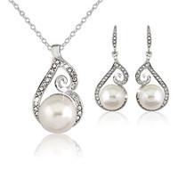 Women\'s Silver Imitation Pearl Wedding Party Jewelry include Necklace Earrings