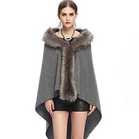 Women\'s Wrap Capes Sleeveless Faux Fur Black / Gray / Khaki / Almond Party/Evening / Casual Shawl Collar