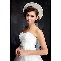 womens lace pearl tulle flax headpiece wedding hats 1 piece