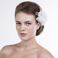 women organza flowers with imitation pearl weddingparty headpiece