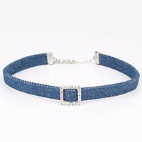 womens denim choker necklaces rhinestone heart rhinestone fabric uniqu ...