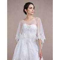 womens wrap capes sleeveless lace tulle ivory wedding partyevening bat ...