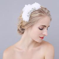 womens rhinestone organza headpiece wedding special occasion hair comb ...