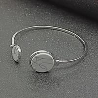 Women\'s Cuff Bracelet Fashion Alloy Circle Silver Black White Jewelry For Party Birthday Valentine 1 pc