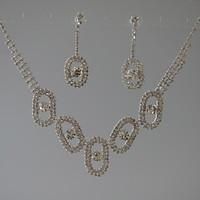 womens chain necklaces oval geometric rhinestone zinc alloy rhinestone ...