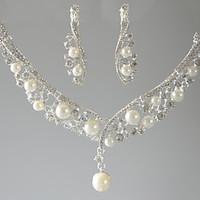 Women\'s Pendant Necklaces Drop Imitation Pearl Rhinestone Zinc Alloy Basic Rhinestone Jewelry ForWedding Party Special Occasion Birthday