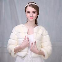 womens wrap shrugs 34 length sleeve faux fur ivory ruby wedding partye ...