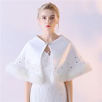 Women\'s Wrap Ponchos Stretch Satin Wedding Feathers / fur Lace Rhinestone