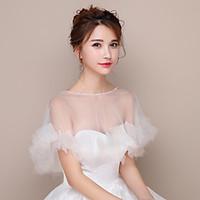 womens wrap capelets tulle wedding partyevening beading