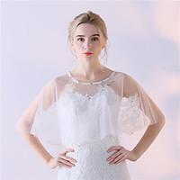 Women\'s Wrap Capelets Tulle Wedding Party/Evening Lace Rhinestone