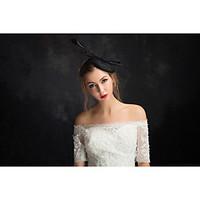 womens lace feather tulle flax net headpiece special occasion fascinat ...