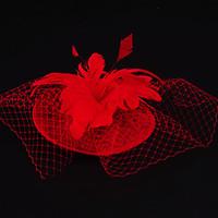 Women\'s Feather Flax Net Headpiece-Wedding Special Occasion Casual Outdoor Fascinators 1 Piece