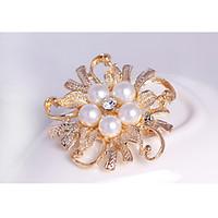 womens girls brooches flower style pearl crystal alloy royal blue ligh ...