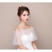 Women\'s Wrap Capelets Tulle Wedding Party/Evening Beading Pearls