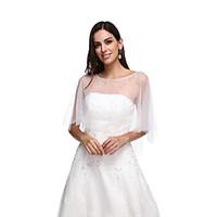 womens wrap capes tulle wedding partyevening beading button