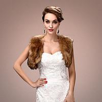 womens wrap shrugs sleeveless faux fur brown wedding partyevening wide ...