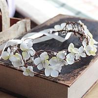 Women Simulation Flowers Basketwork Wreaths With Lace-up