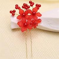 Women Alloy/Acrylic Hairpins With Flowers Wedding/Party Headpiece