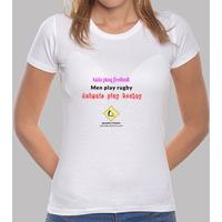 woman t-shirt animals play hockey logo