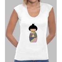 woman t-shirt white kokeshi your