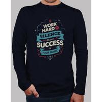 work hard man tshirt long sleeve blue