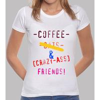 Women\'s Coffee/Cats/CrazyA**Friends Premium Quality White T-Shirt