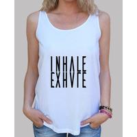 woman t shirt yoga inhale exhale