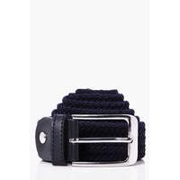 Woven Belt With Metal Buckle - navy