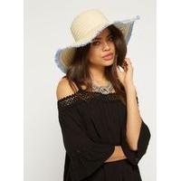 womens slogan straw hat blue