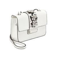 womens white table flower jewel cross body bag white