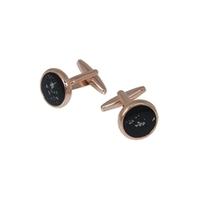 womens onyx and rose gold tone cufflink