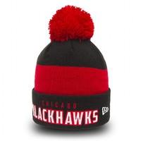 word block chicago blackhawks bobble knit