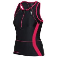 Womens Perform Tri Singlet - Black and Cherry Pink