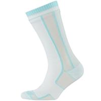 Womens Thin Mid Length Sock - White Aqua