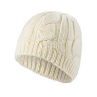 Womens Waterproof Cable Knit Beanie Hat - Cream