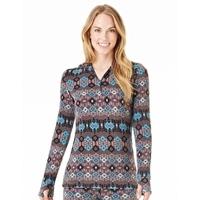 Womens Fleecewear Half Zip Hoodie - Cool Fairisle