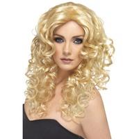 womens blonde curly glamour wig