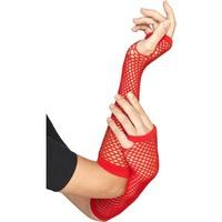 Women\'s Long Red Fishnet Gloves