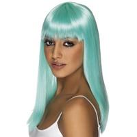 Women\'s Neon Aqua Straight Wig With Fringe
