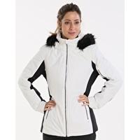 Womens Diamonte Faux Fur Jacket - White