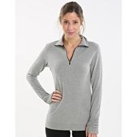 Womens Comfortwear Long Sleeve Half Zip - Grey Heather