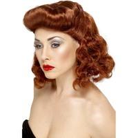 Women\'s Smiffy\'s Pin Up Wig Auburn With Loose Curls