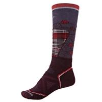 Womens PhD Ski Sock Medium Pattern - Aubergine